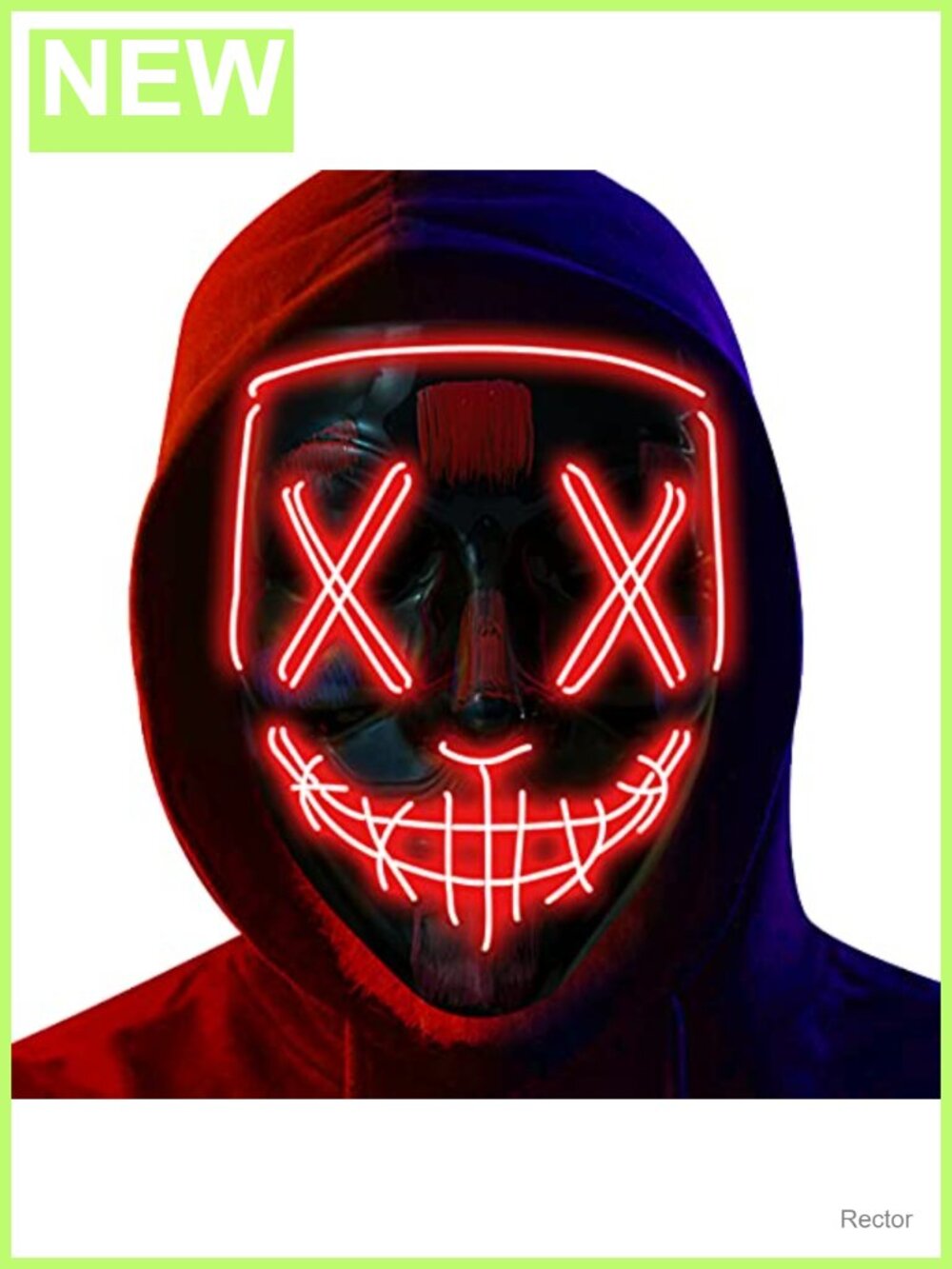 LED Light Up Halloween Mask PVC Cosplay Festival Costume Masquerade